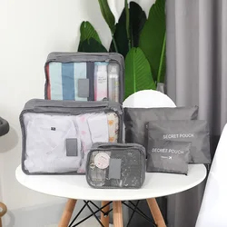 6 pçs/set multifuncional saco de viagem roupas organizador de bagagem cosméticos e artigos de higiene pessoal saco de armazenamento mala bolsa embalagem cubo