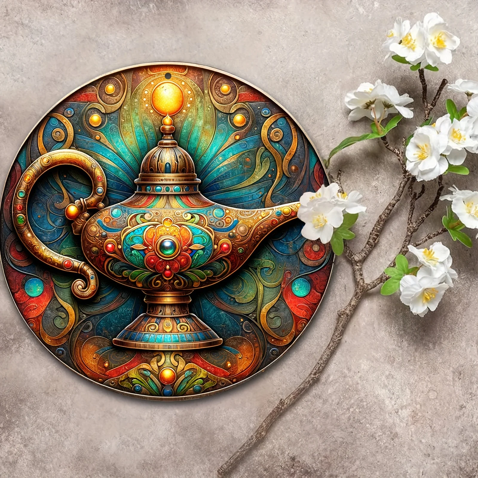 Aluminum Fantasy Genie Lamp Wall Art, 8