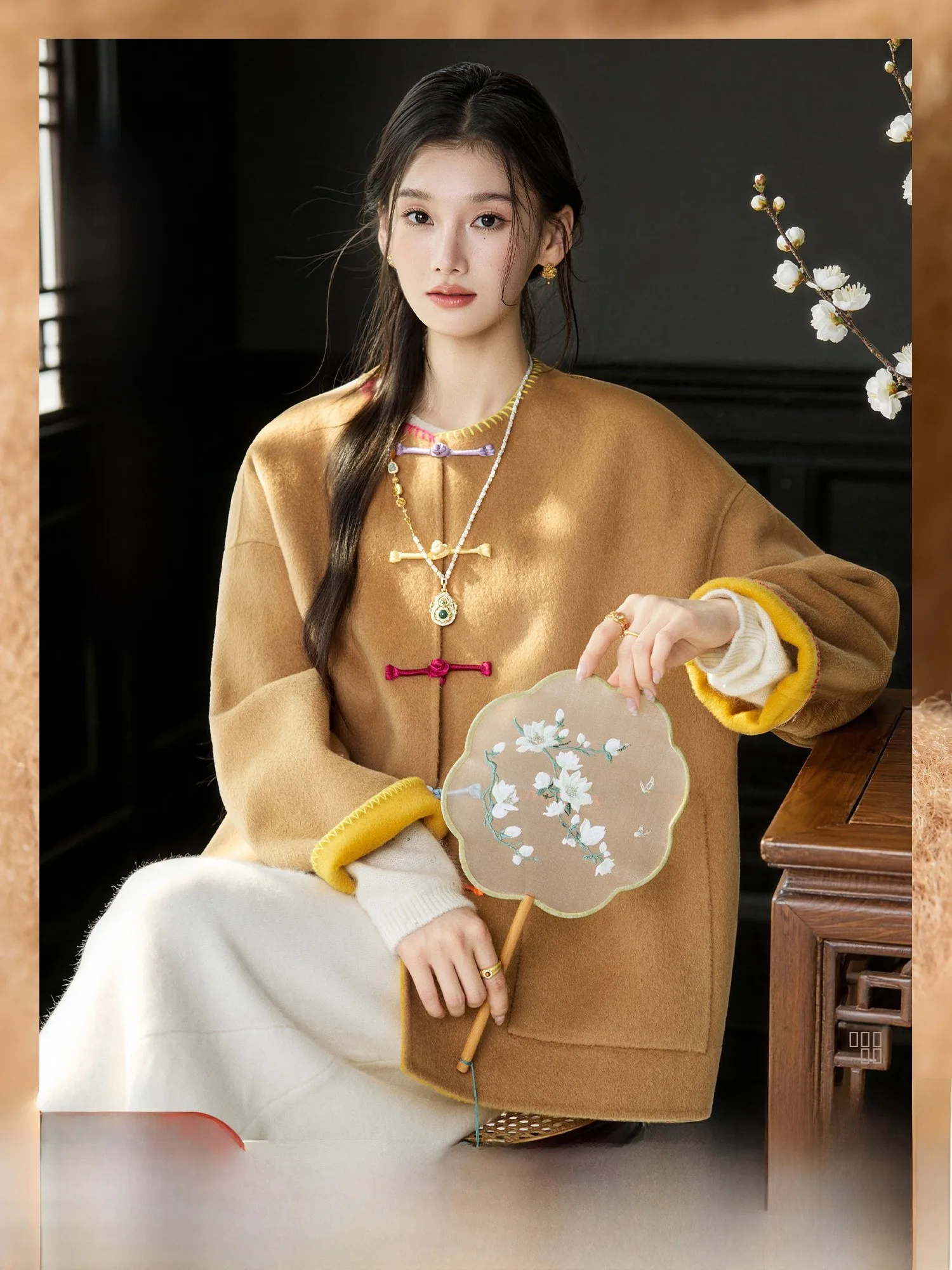 

Новое китайское шерстяное женское пальто из двухслойной ткани, двустороннее, мягкое, из тонкой шерсти Pumpkin Valley Yun Ting Fu, зимнее, для женщин