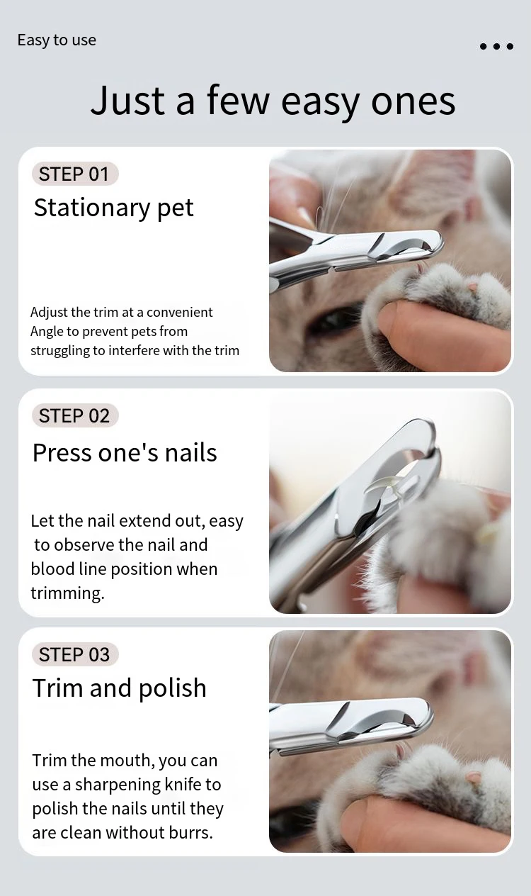 Einteiliger Nagelknipser aus Ganzstahl für Haustiere, Nagelknipser für Katzen, Nagelknipser für kleine Hunde, Edelstahl für Nagelknipser – Detail 13