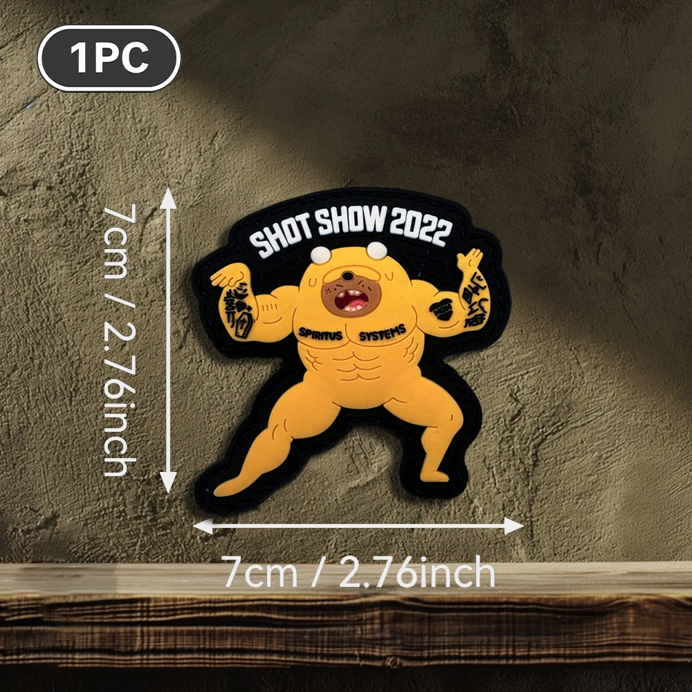 Muscular Big Dog Cartoon Alien-Shaped English Logo Velcro Patch with Free Fur Surface, Available in Various Sizes, 1Pc/2Pcs/3Pcs, Waterproof, Wear-Resistant, Anti-Bending, Suitable for Outdoor Wear, Collection, Play, Versatile Decoration view 2