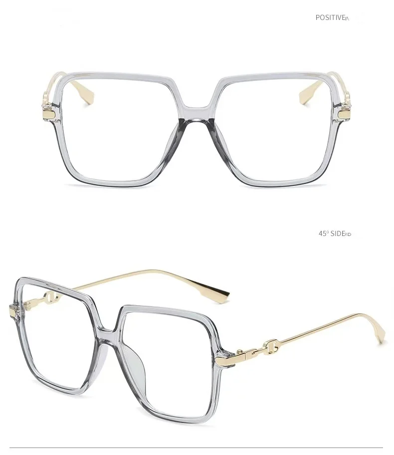 Fashion Oversized Square Eyewear Retro Womens Light Bloking Metal Frame Glasses Trend Optical Computer Eyeglasses image 4