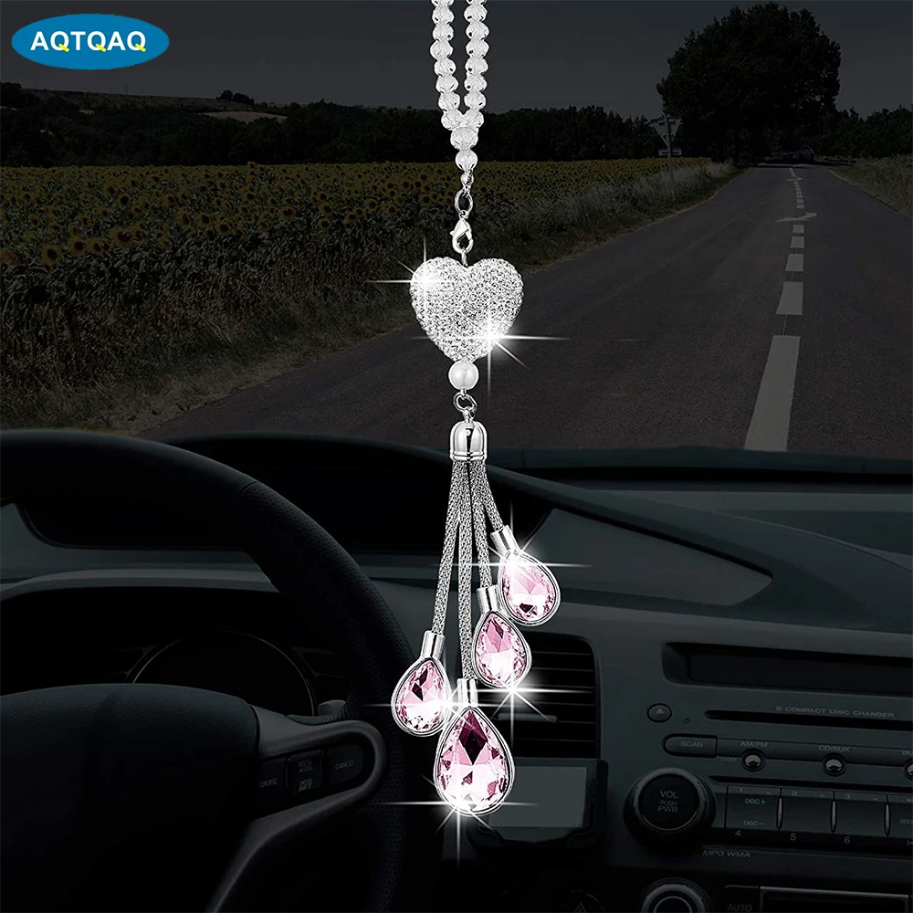 Rückspiegel Ornamente Bling Auto Spiegel Hängen Zubehör Auto Dekorationen für Frauen Nette Auto Decor Auto Bling Zubehör