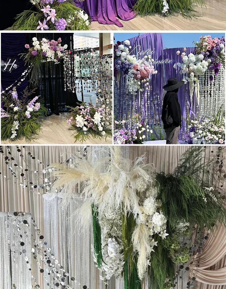 

200pcs Wedding Prop Arrangement Background Arch Hanging Decoration Circular Sequin String, Wedding Stage Backdrops Party Display