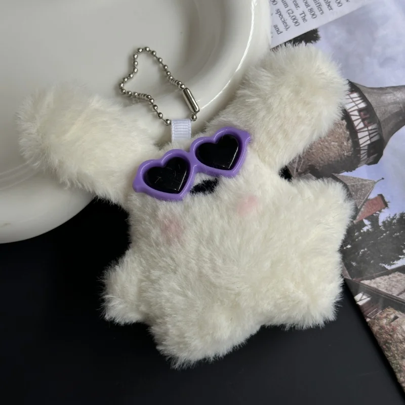 Neuer süßer Hasen-Schlüsselanhänger, Cartoon-Kreativ-Design mit Sonnenbrille, Plüsch-Hase, Schlüsselring, Taschenanhänger, Geldbörsen- und Rucksackanhänger, Geschenk – Detail 6