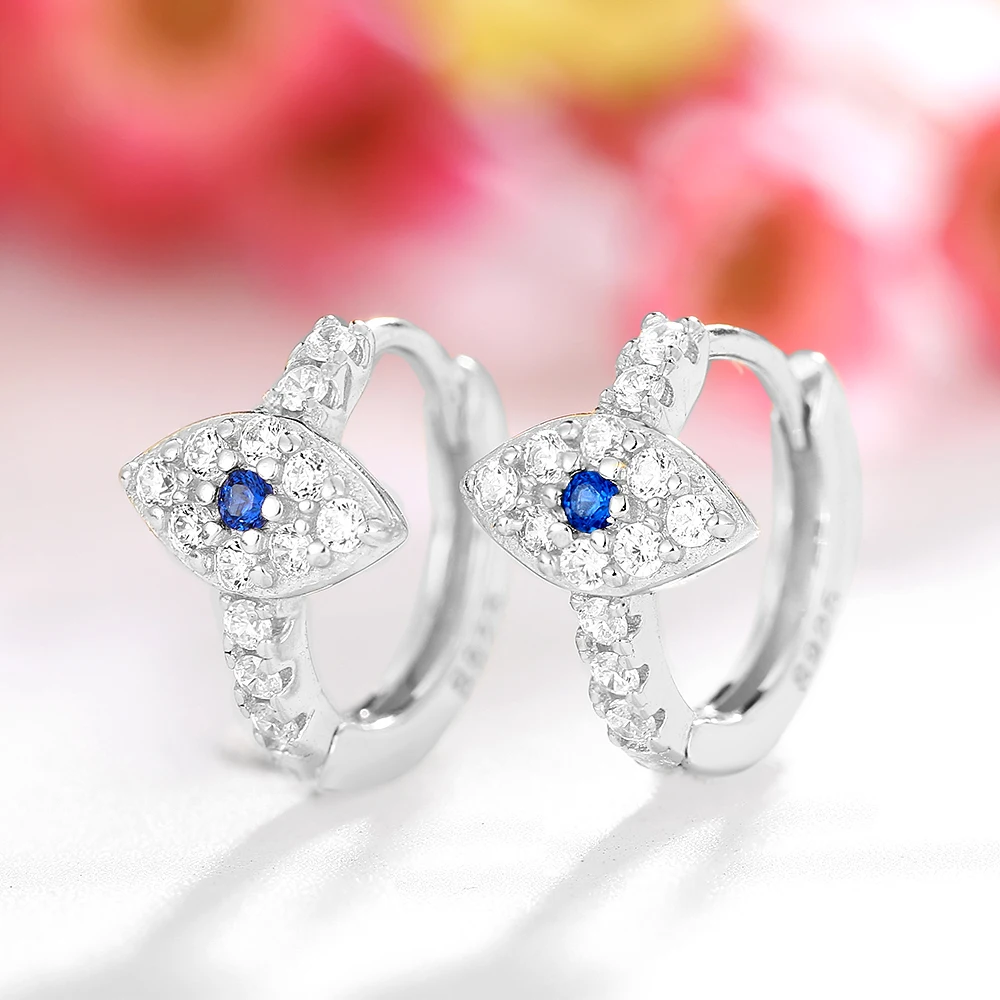 100% 925 Sterling Silver Earrings Delicate Demon Eye Earrings Women\'s Personalized Fashion Sapphire Jewelry Party Small Ear Ring