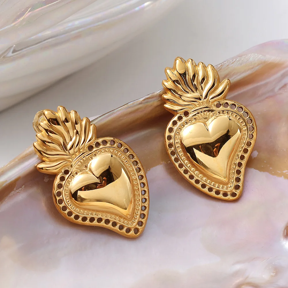 Keen on Pendientes de acero inoxidable con forma de fresa, fruta de amor, accesorios exagerados, personalizados, europeos y americanos