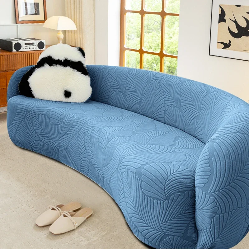Semi-Circular Curved Sofa Cover Stretch Curved Couch Slipcover for Living Room Washable Couch Slipcover Solid Color