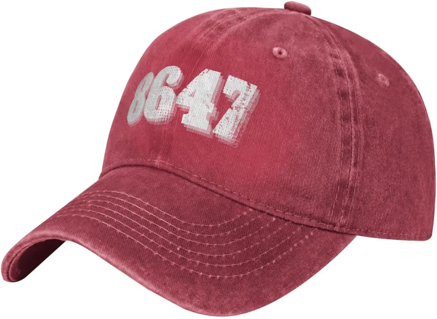 8647 Impeach Message Baseball Cap Distressed Washed Red Cotton Casual Unisex Adult Hat