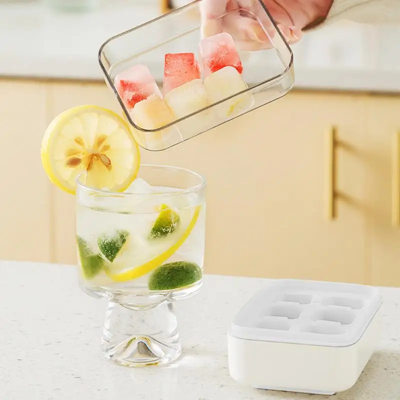 

Ice Tray With Lid Multipurpose Easy Release Ice Cube Trays Ice Maker Tray Portable Ice Cube Bin Covered Ice Cube Trays For