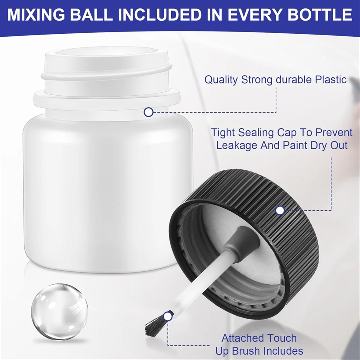 60 Pezzi Bottiglie di Vernice per Ritocco Contenitore di Vernice per Ritocco Vuoto da 30 Ml con Pennello e Sfera di Miscelazione per Riparazione di Chip Auto XY