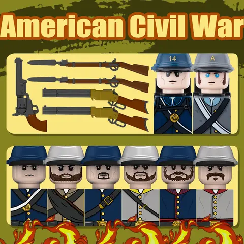 Military Series Soldier Figures Building Blocks American Civil War Infantry Officer Cavalry Artillery Commander Rifle Bricks Toy