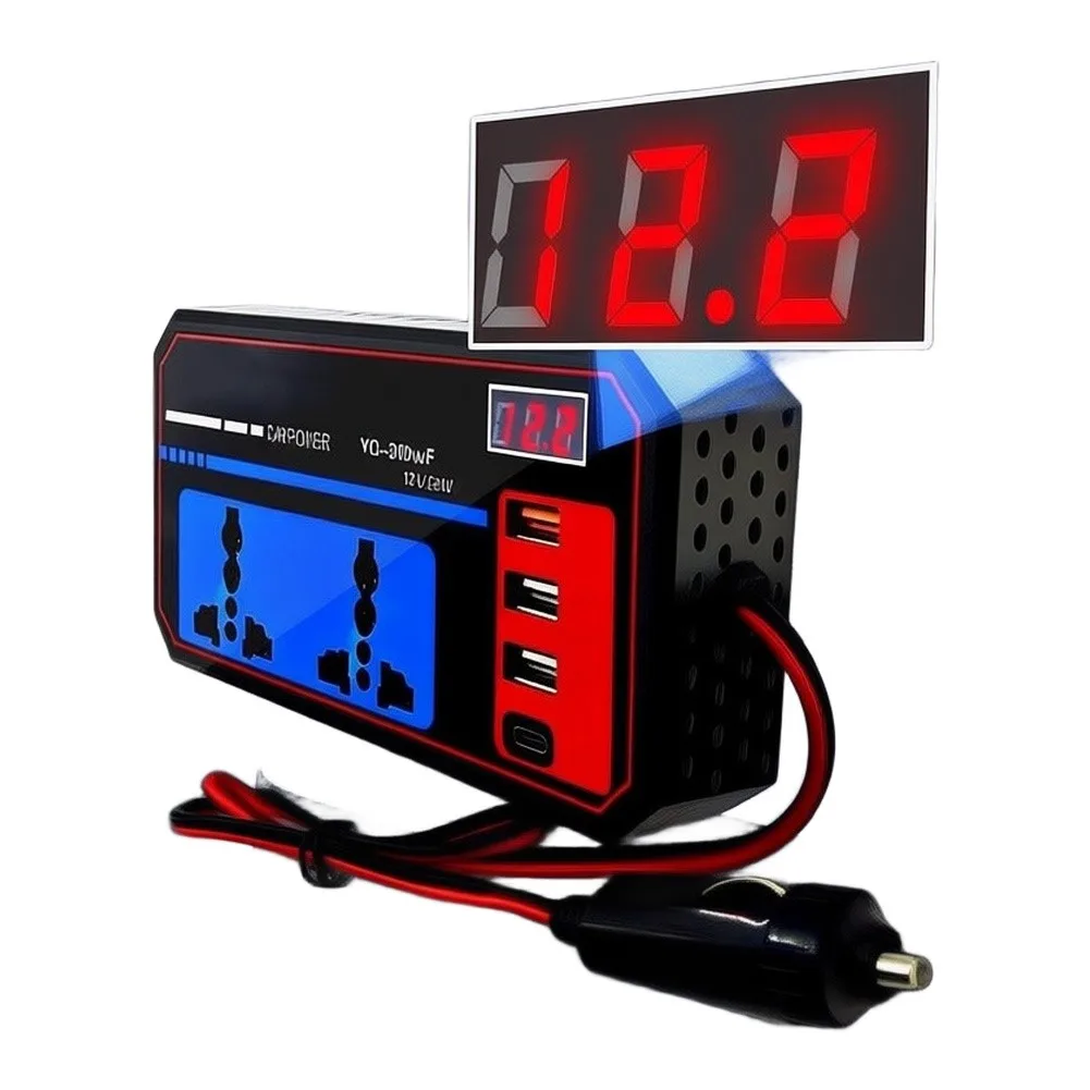 USB Fast Charger DC12V 24V Inverter Power Conversion Efficiency Real-Time Voltage Display for versatile Compatibility