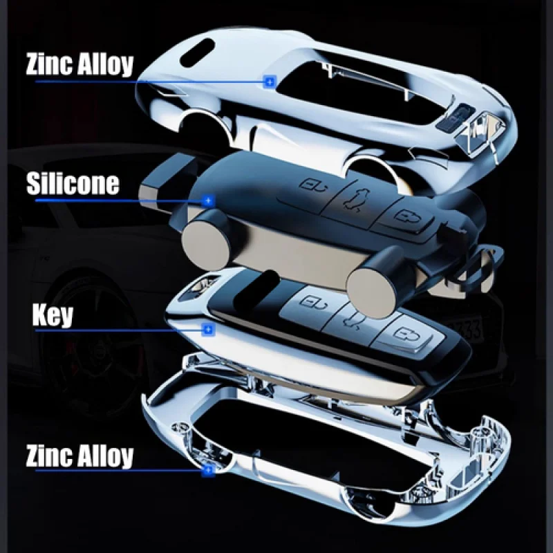 A + سبائك الزنك سيليكون حافظة مفاتيح السيارة لأودي RS A4 A5 S4 S5 B9 Q7 M4 Q5 TTS #5