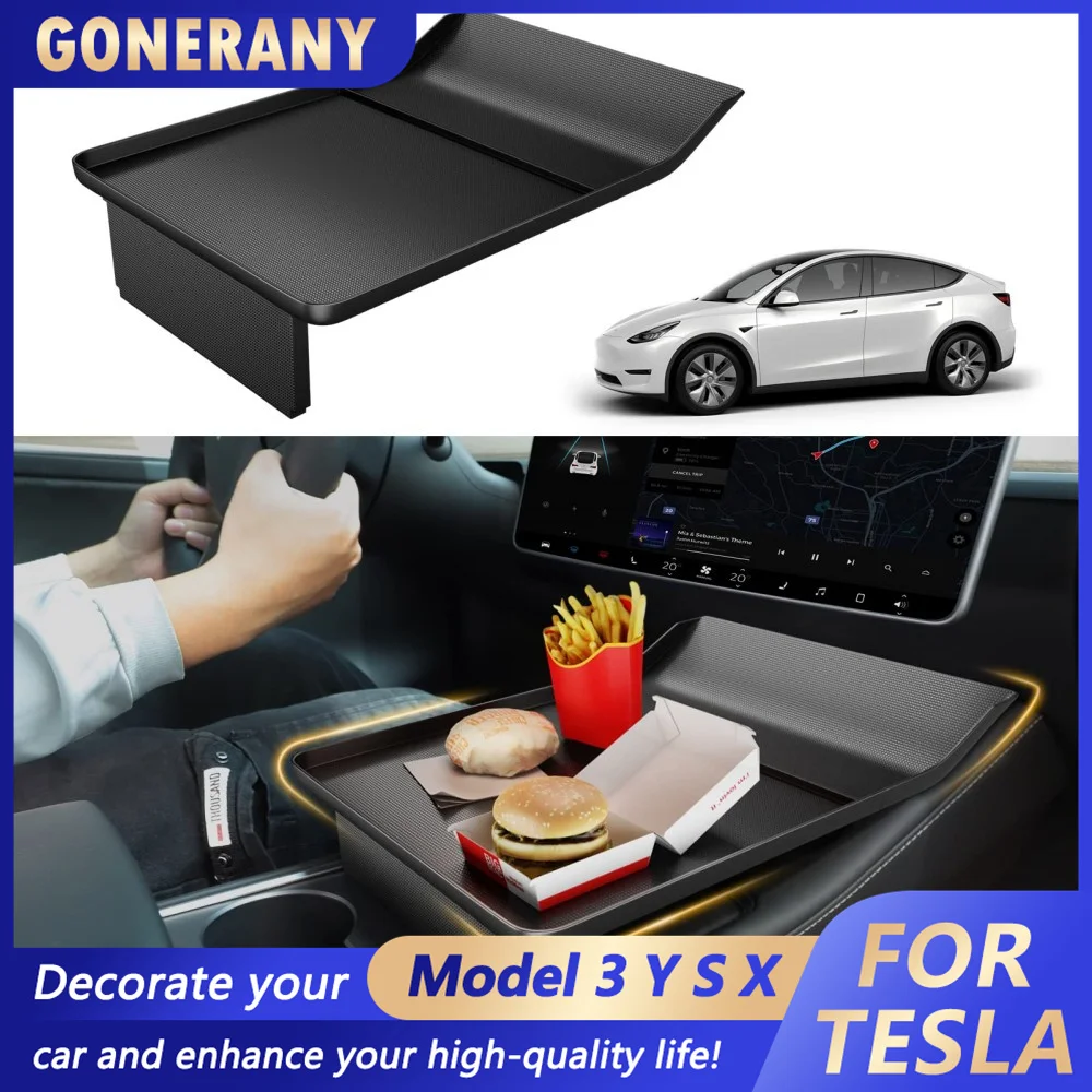 

Center Console Tray for Tesla Model Y / 3 Car Food Tray Table for Eating, Big Flat Holding Essentials During Road Trips Gift