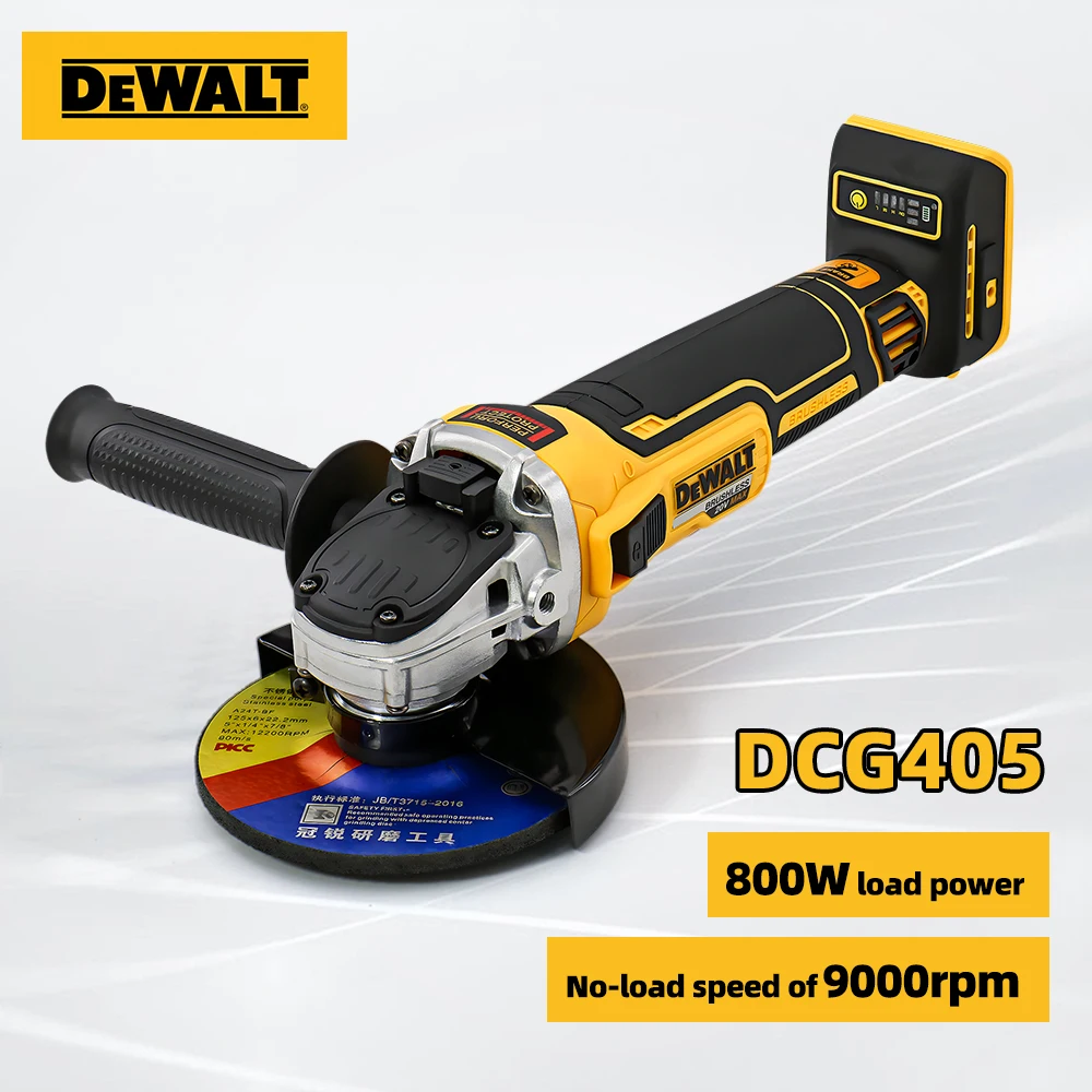 DEWALT 브러시리스 리튬 앵글 연마기 충전 전기 연마기, 금속 절단기, DCG405, 100mm, 125mm