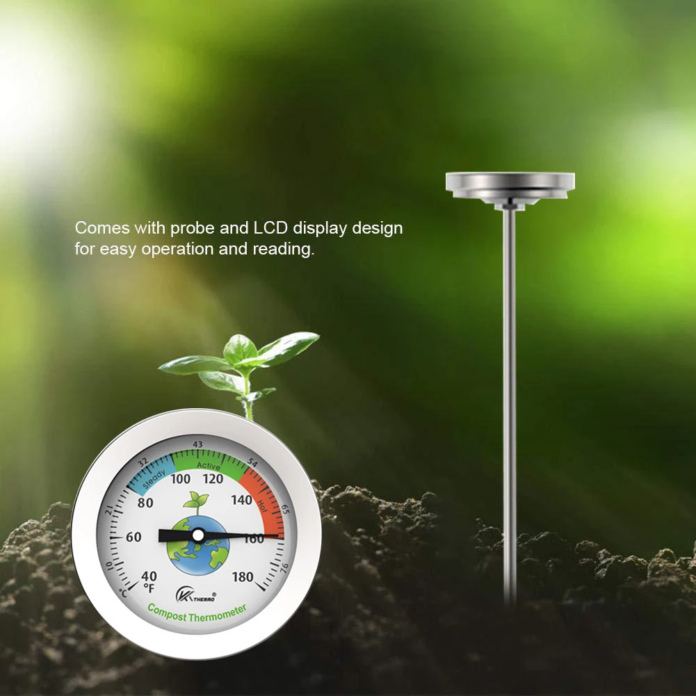 Stainless Steel 50cm Compost Soil Thermometer Tester Temperature Measuring Probe