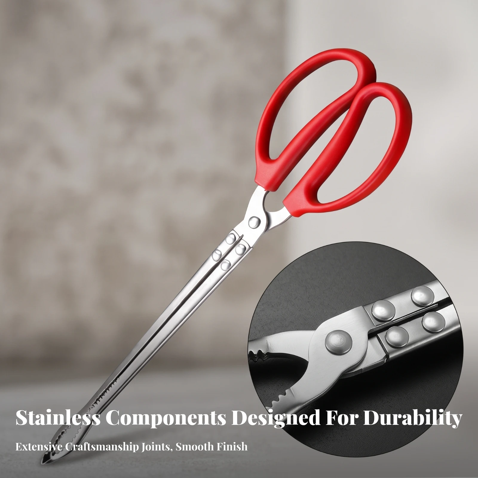 Clamp Tool with Loop Handles Stainless Steel Waste Pickup Clamp Grabber Reacher Tool Heavy-Duty Reacher Grabber Strong Grip