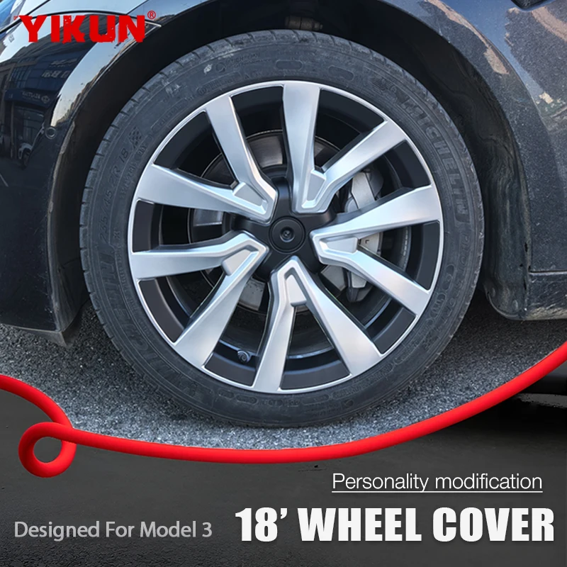 

4PCS Wheel Cap For Tesla Model 3 18 Inch hubcap Performance Replacement Automobile Full Rim Wheel Covers Accessories 2018-2023
