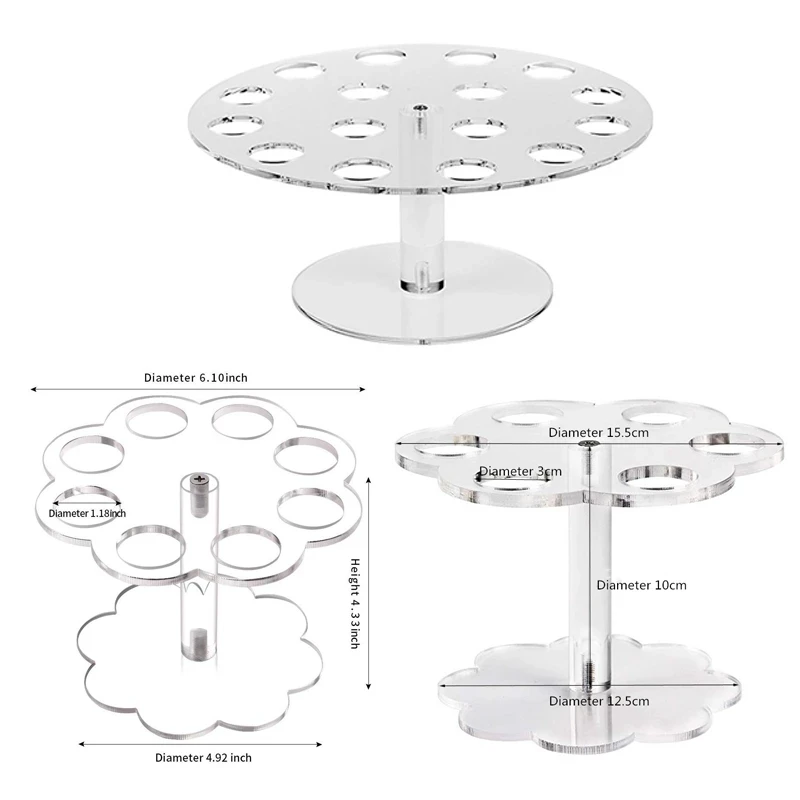 6/8/16 Holes Acrylic Ice Cream Cone Holder Cupcake Popcorn Rack Party Wedding Buffet Display Stand Transparent Ice Cream Shelf