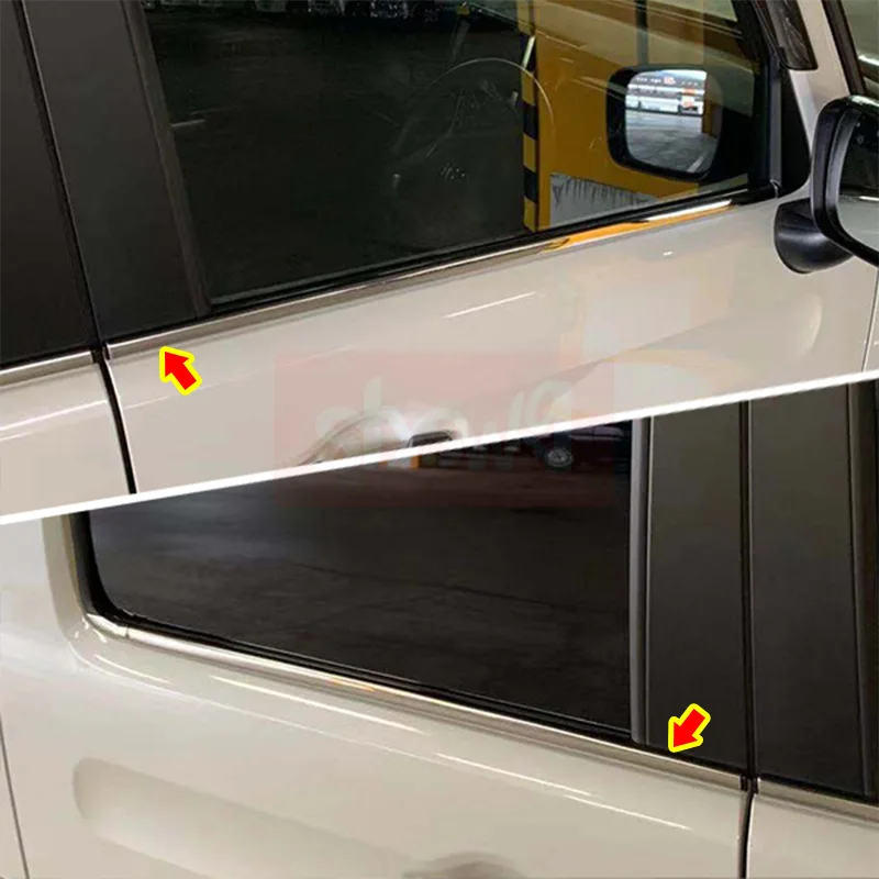 for Suzuki Spacia Gear MK53S 2019-2021 Japanese Car Version Side 4pcs Stainless Steel Window Trim Strip Exterior Accessories