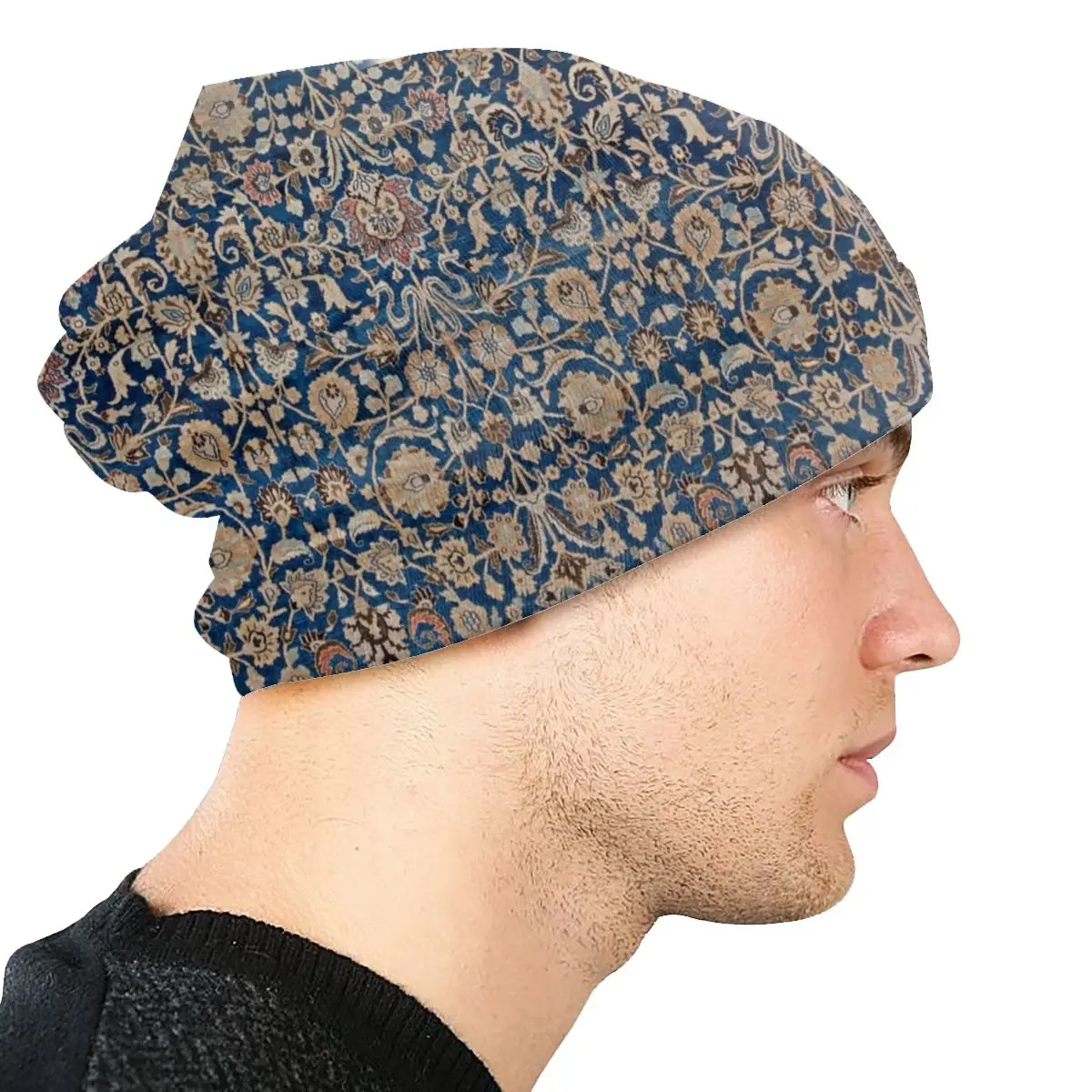 Custom Warm Bonnet Knitting Hats Turkish Antique Tabriz Persian Rug Beanie Cap Outdoor Ski Ethnic Boho Beanies Caps For Men