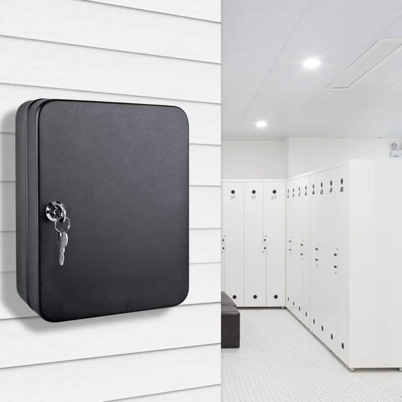 Key Cabinet Wall Mount, 48 Hooks & Tags, Storage Key Lock Box, Steel Security Locking Key Management Organizer