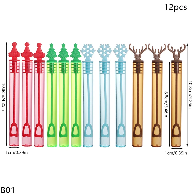 12/24pcs Christmas Bubble Wand Bottle for New Year Wedding Outdoor Indoor Activity Bubbles Christmas Party Kids Toys Favors