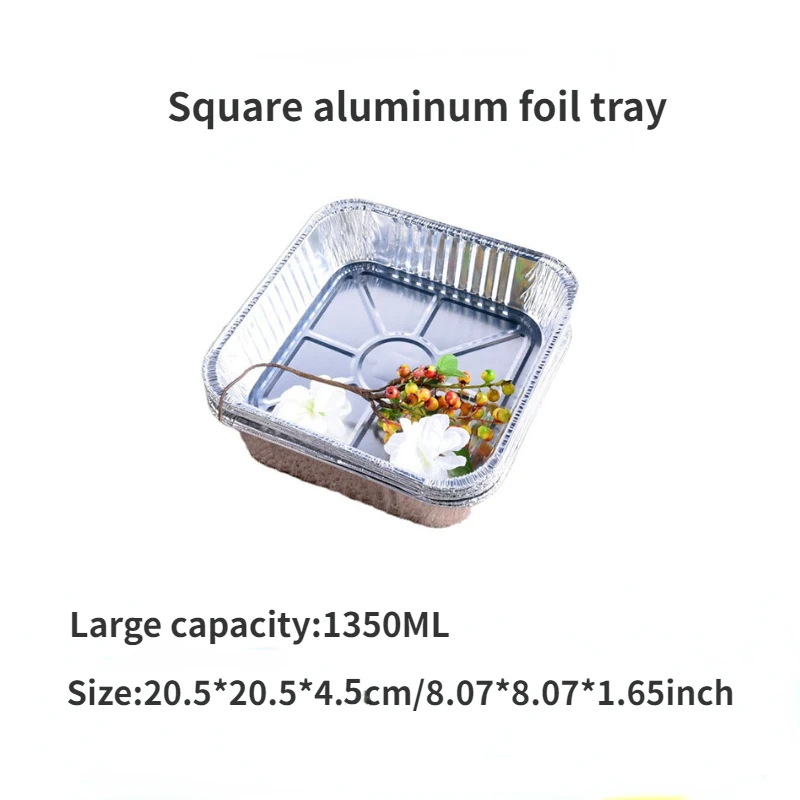 20Pcs Aluminum Foil Trays 1350ml Large Capacity Non-Stick Baking Pans Food Grade BBQ Bowl Disposable Container Packaging Box