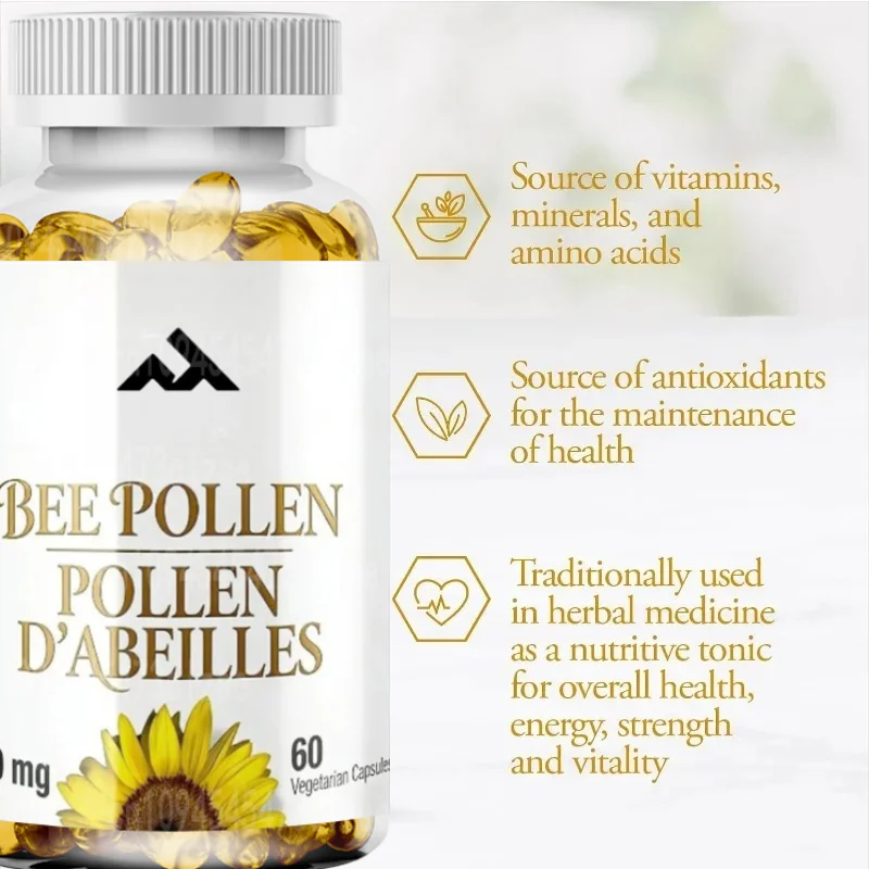 Pure Bee Pollen Capsules 500 Mg - 60 Capsules