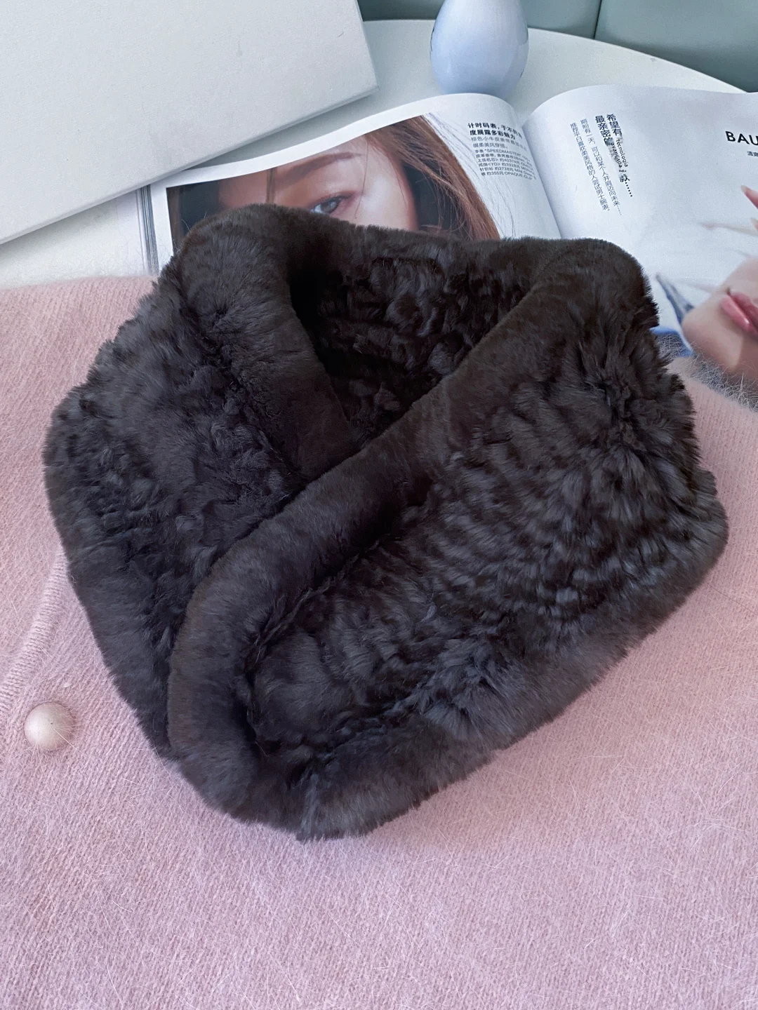 haining-double-sided-knitted-thickened-rabbit-fur-scarf-women's-autumn-winter-warm-versatile-fur-neck-warmer-magnetic-buckle
