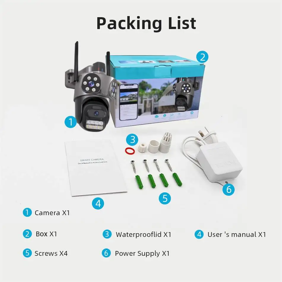 12 MP HD WiFi IP Kamera Outdoor 3 Objektiv 3 Bildschirm PTZ Kamera Wasserdichte IP CCTV Lichter Alarm Nachtsicht Video sicherheit Kamera