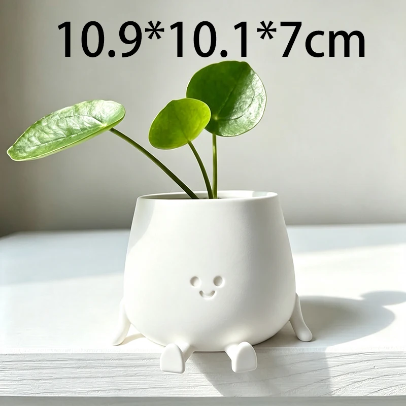3D Printed Cute Smiley Face Plant Pot Creative Cartoon Succulent Planter Nordic Home Decor Small Cactus Pot Ornament