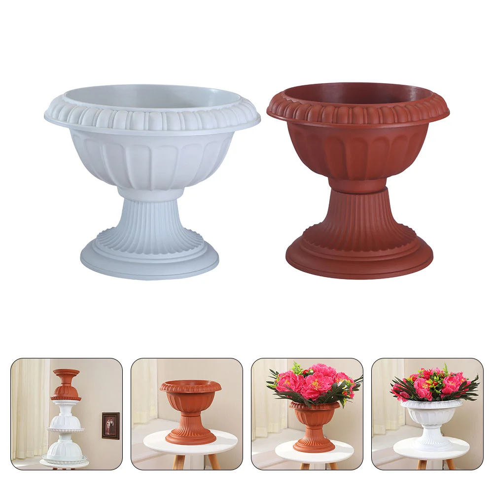 2 Pcs Roman Column Flower Pot Reusable PP Material Outdoor Indoor Balcony Plant Nursery Planter Fresh Style Home