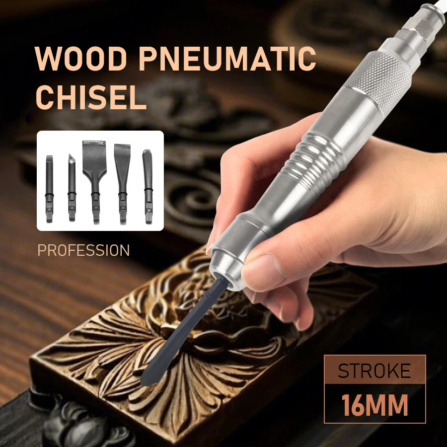 TUNGFULL Pneumatic Air Hammer Chisel for Woodworking - Air Chisel Shovel Wood Engraving Tool Home DIY Wood Engraver
