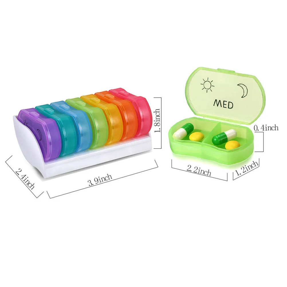 7Pcs Weekly Pill Storage Box Mini Portable Organizer Colorful Medicine Container Dustproof Moisture Proof Impact Resistant Case