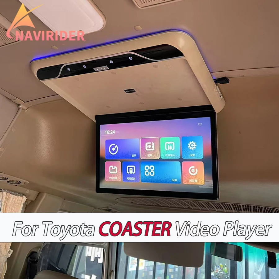 17inch Android 13 Roof Ceiling Monitor For Toyota COASTER CUV Screen Universal Car WIFI USB HDMI Multimedia Video Player WIFI