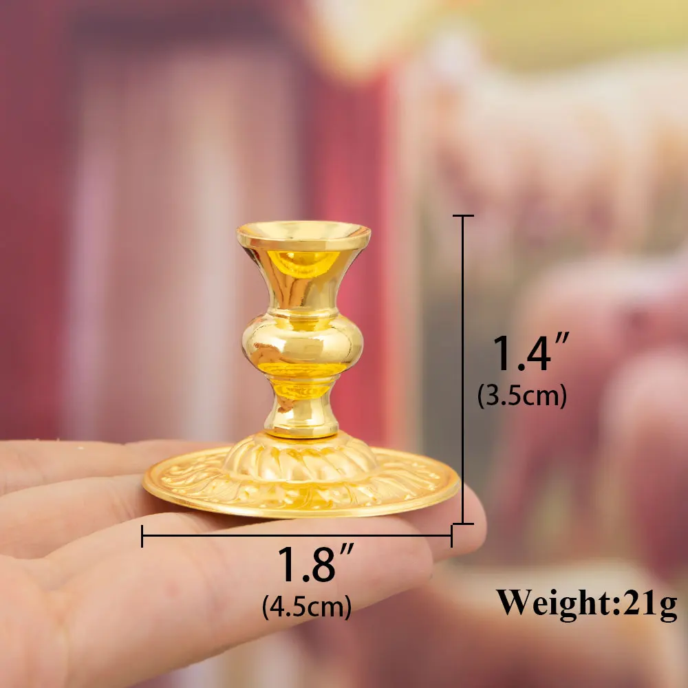HTISOK Goldener Kerzenhalter im Kirchenstil Vintage Antike Altardekoration für Hochzeiten, Weihnachten, Heimdekoration & religiöse Zeremonien – Detail 7
