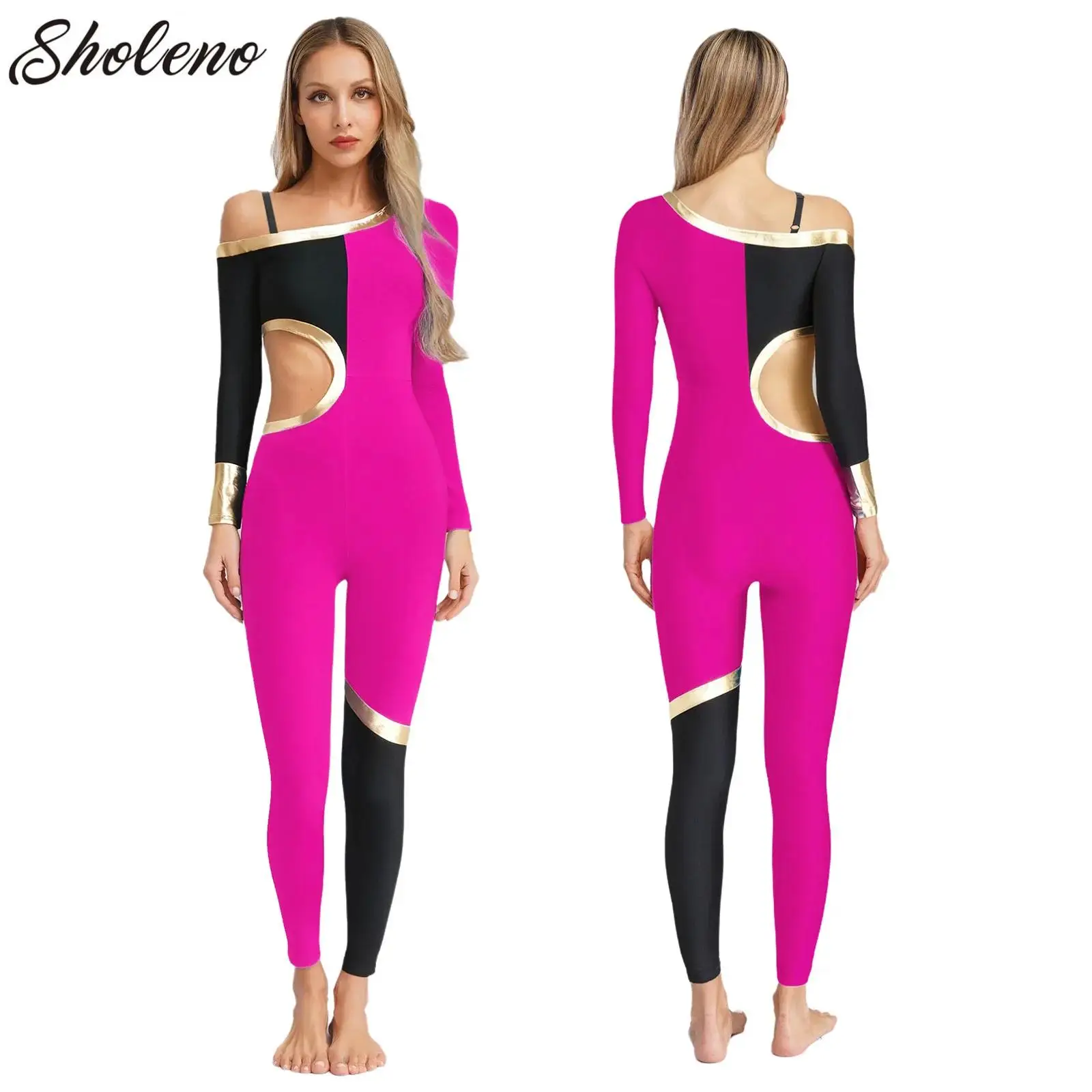 

Womens Ballet Dance Rhythmic Gymnastics Jersey Figure Skating Acrobatics Leotards Performance Costume Long Sleeve Jumpsuit