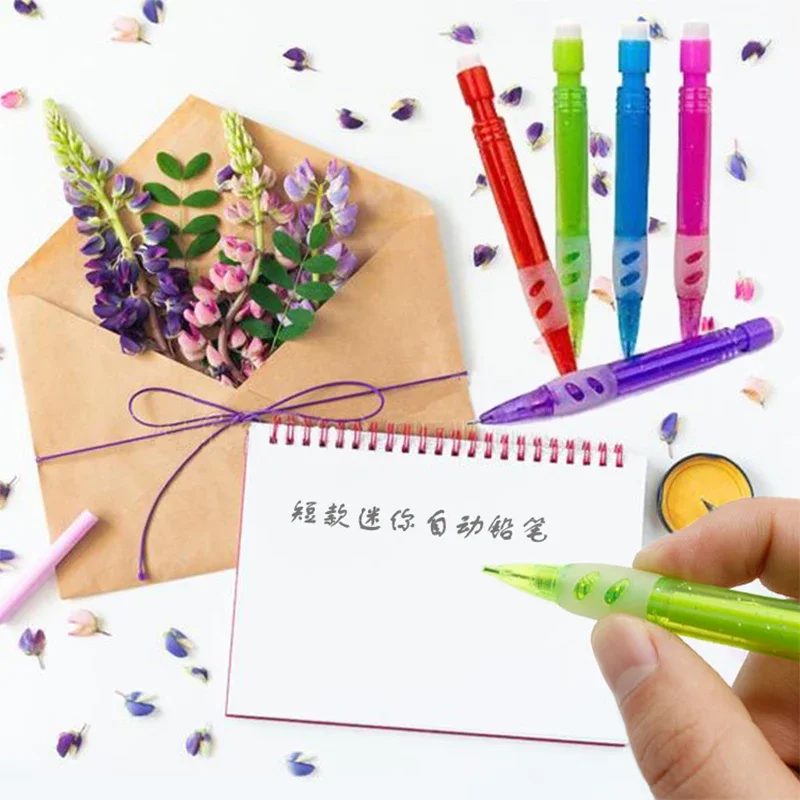 Mini Pocket Pen Short Push-out Core 0.7MM Mechanical Pen Transparent Color MBS Plastic Activity Pencil Kawaii Stationery