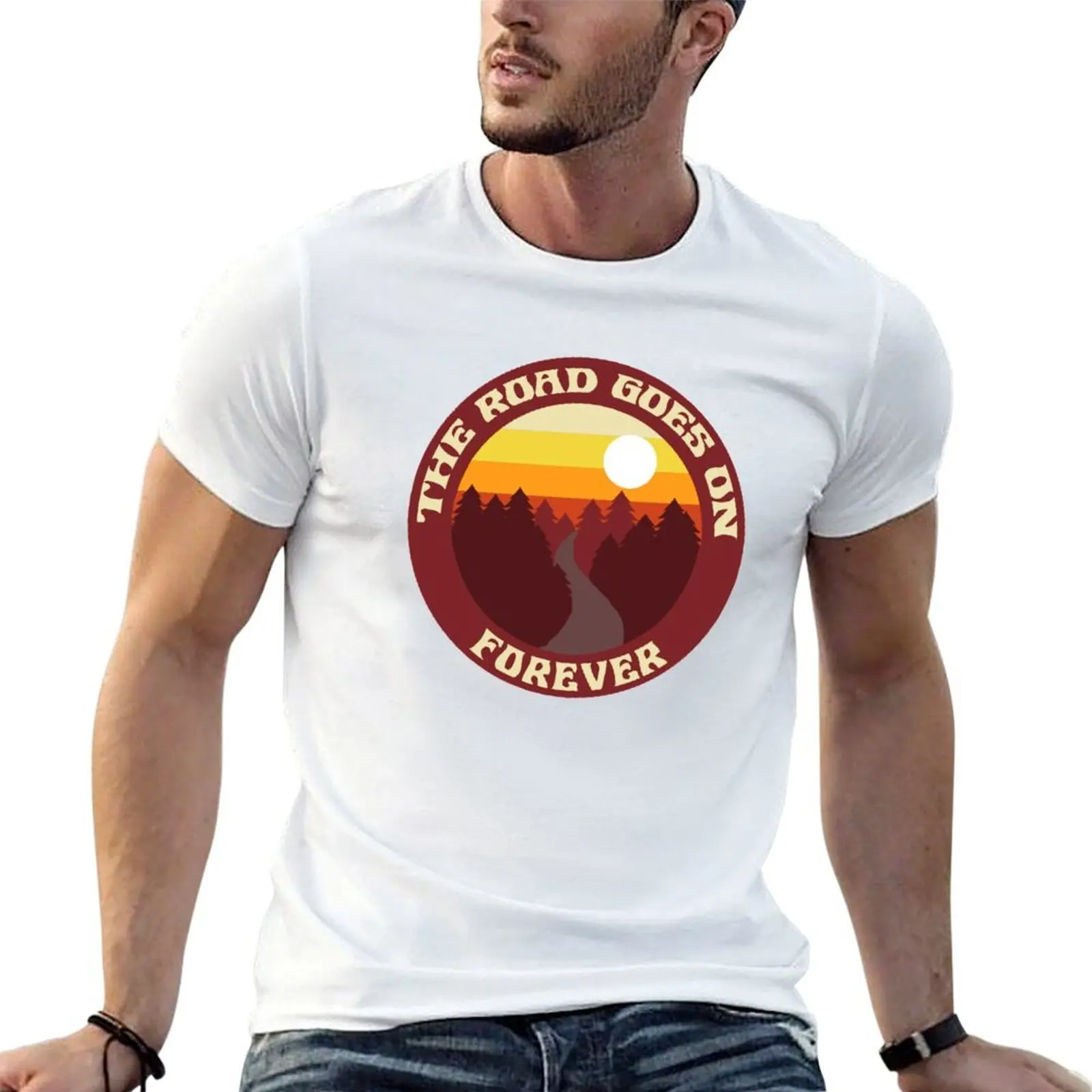 The Road Goes On Forever T-Shirt vintage anime shirt blue lock mens white t shirts