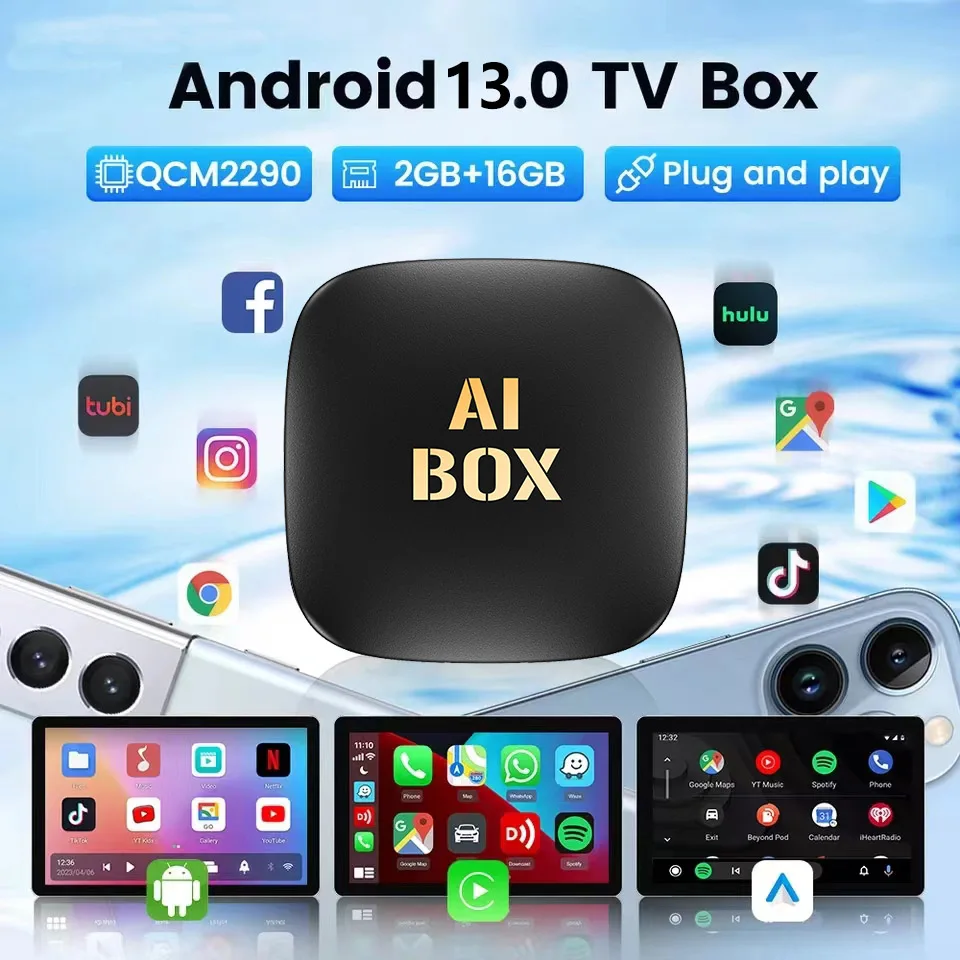 Автомобильный адаптер Smart Ai Box Plus, беспроводной адаптер для Android, с проводным подключением к беспроводной приставке, для Youtube Nexflit