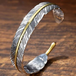 ZAKOL Hiphop Rock Feather Wing Cuff Bracelets For Men Boys Silver Color Metal Wristlet Bracelets Festival Jewelry Gifts