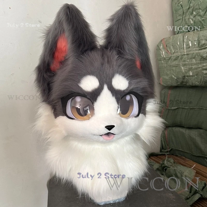 كول Fursuit الحيوان رئيس الوحش زي Fursuit فروي رئيس لطيف Kawaii الكلب الذئاب الوحش رئيس ازياء والاكسسوارات دعوى