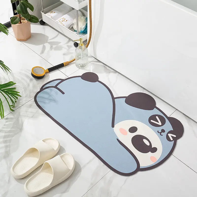 Cute Quick Drying Panda Super Absorbent Bath Mat Anti-Slip Mat Skin Floor Mats Toilet Carpet Home Decor Bath Rug