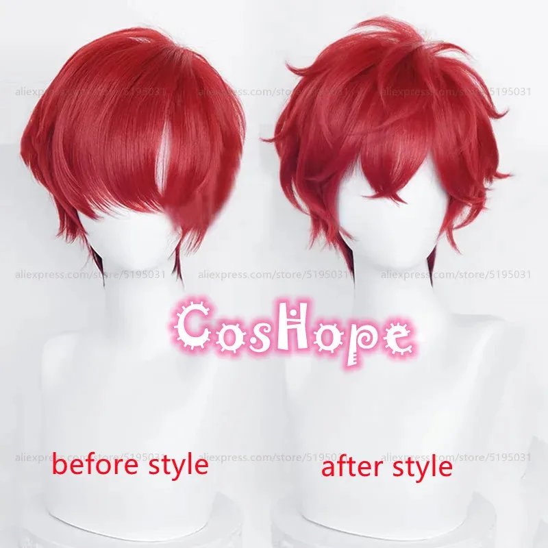 

2025 Amagi Hiiro 35cm Red Gradient Anime Cosplay Wigs Heat Resistant Synthetic Wig Halloween