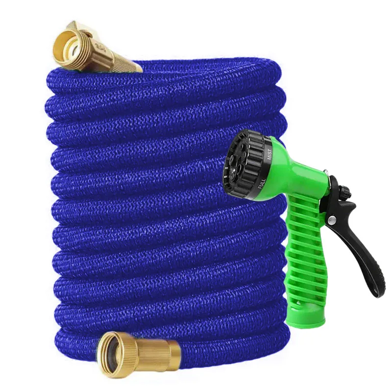 

Садовый шланг для полива, удлиняемый, высокого давления, для мойки автомобилей, гибкий резиновый шланг с пистолетом-распылителем для полива газонов