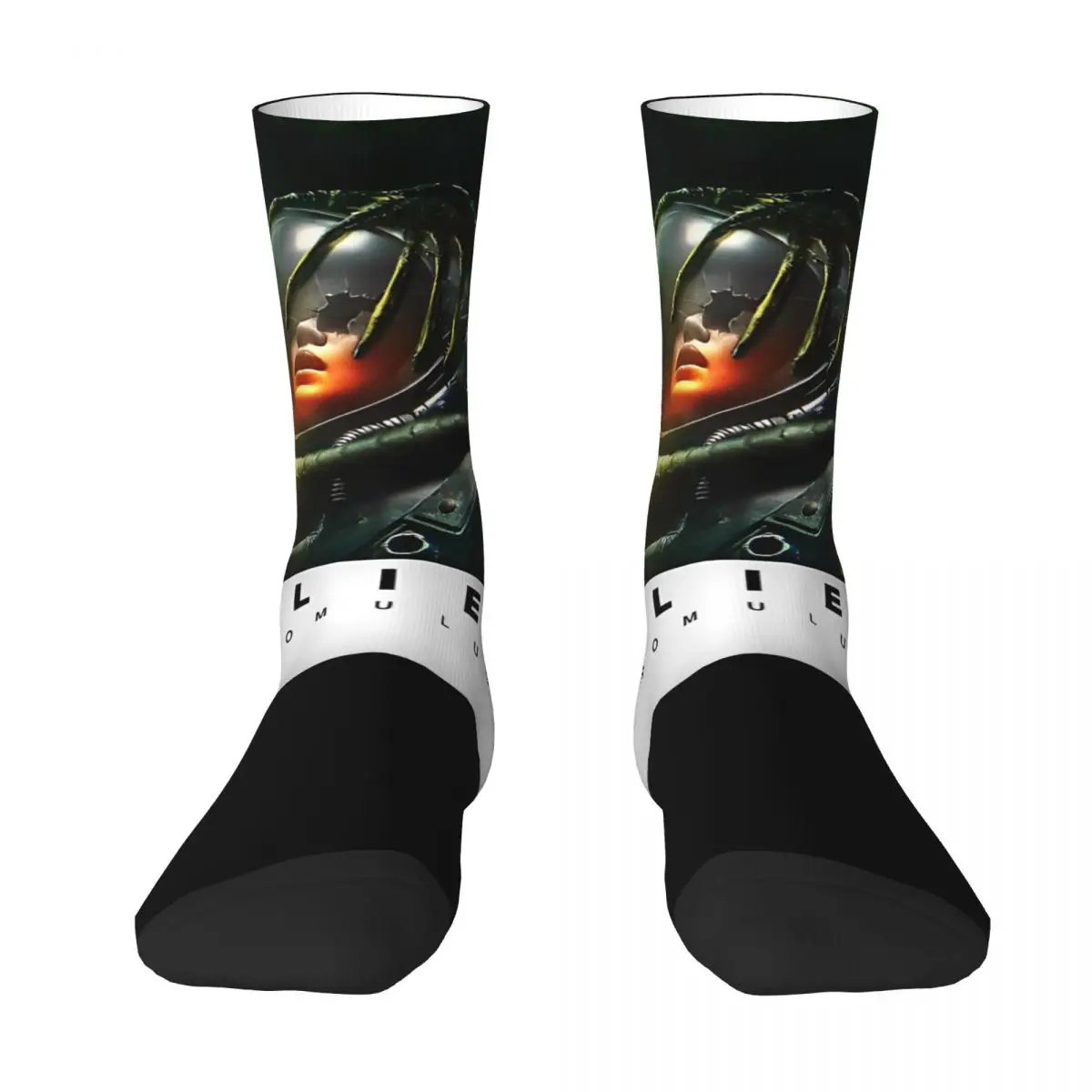 A-Aliens R-Romul Movie 2024 Crew Socks for Women Men Merchandise All Seasons Sci Fi Horror Eerie Comfortable Crew Socks Non-slip