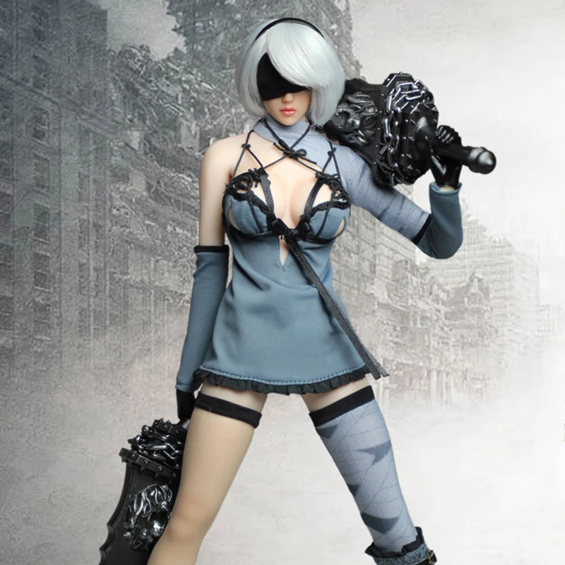 

In Stock Super Duck SET017 1/6 Scale Sexy Female NieR Automata 2B Female Clothes Suit Set for 12" Action Figure S04B body