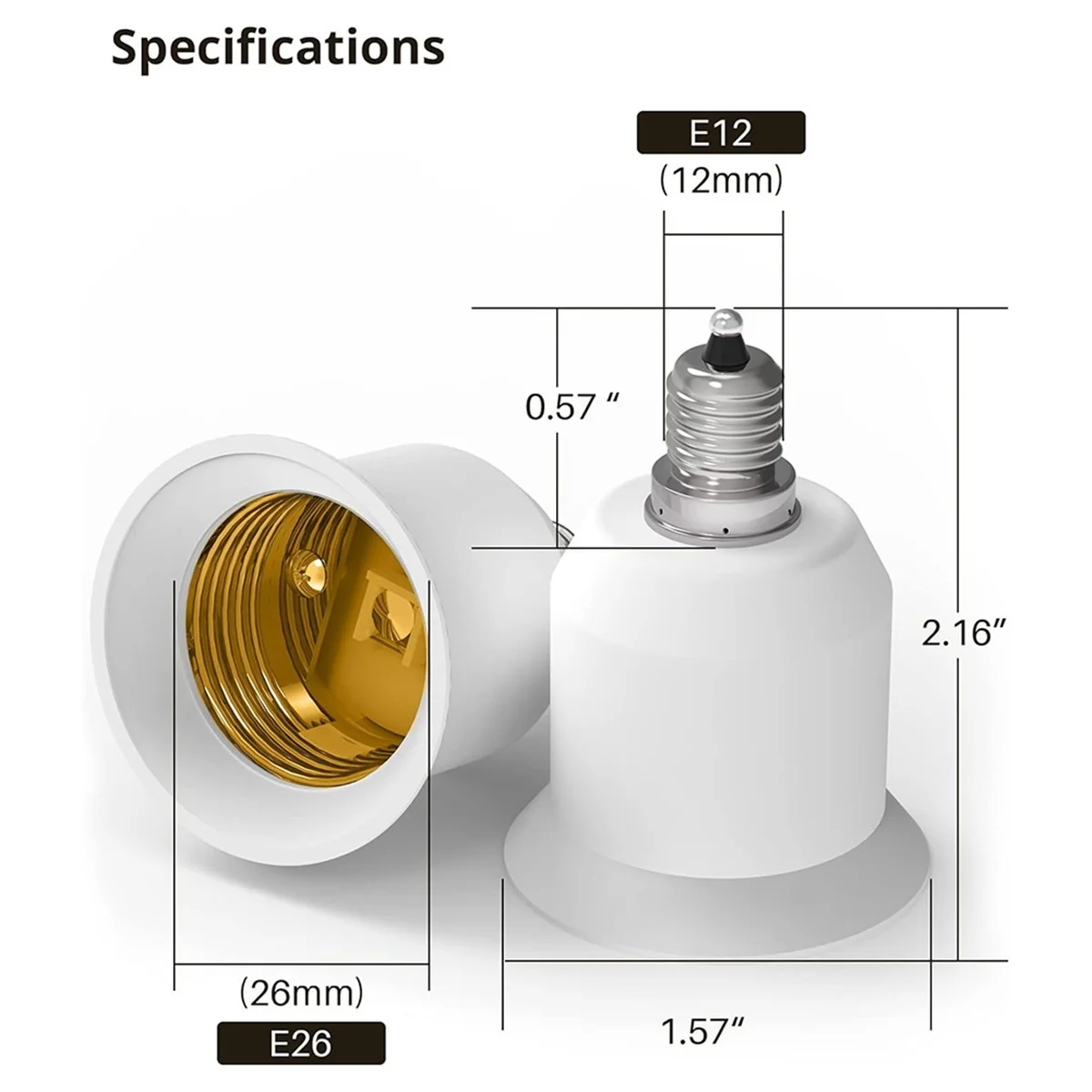 ABZV-12 Pack E12 to E26 Adapter E12 Light Socket to Medium Base E26 E27 Converter Light Socket Adapter Chandelier Socket